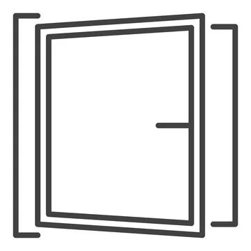 Opened Big Portal vector Window linear icon or symbol Ilustración de archivo