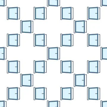 Opened Big Portal vector Window blue seamless pattern Stock Illustration