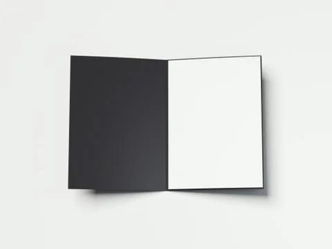 Opened black folder with white paper sheet. 3d rendering Stock Illustration