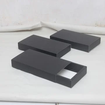 Opened Black Paper Box On White Background Stock Photos