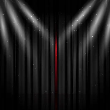 Opened black stage curtain Stock Illustration