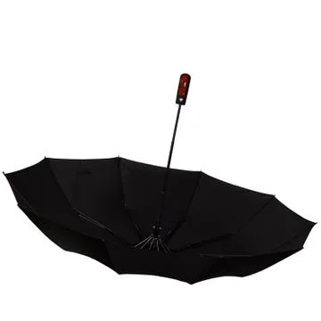 Opened black umbrella on white background Stock Photos