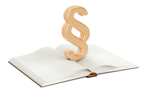 Opened blank book with paragraph or section symbol, 3D rendering Illustrazione stock