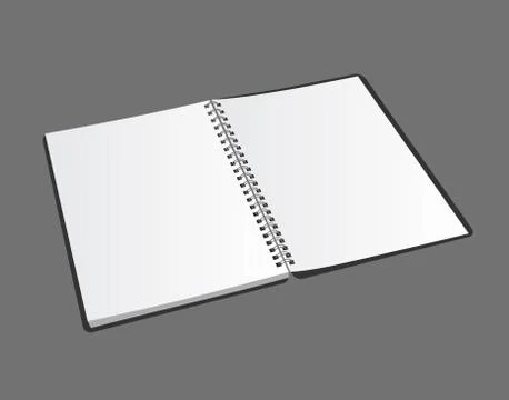 Opened blank spiral notebook on gray background Stock-Illustration