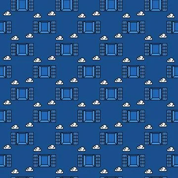Opened Blue Freight Container vector Shipping modern seamless pattern 스톡 일러스트