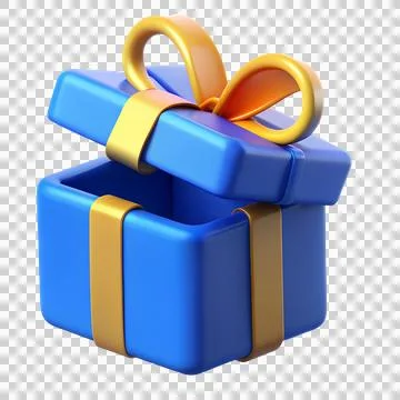 Opened blue gift box 3d illustration Stock Illustration