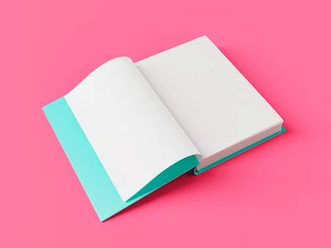 Opened book with blank pages against magenta background Stock Illustration