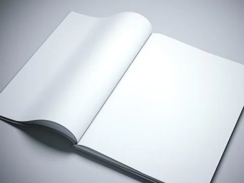 Opened book with blank white pages. 3d rendering Stock Illustration