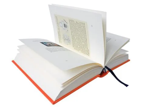 Opened book with bookmark close up Stock Photos