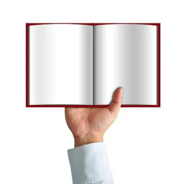 Opened book in hand Stock Photos