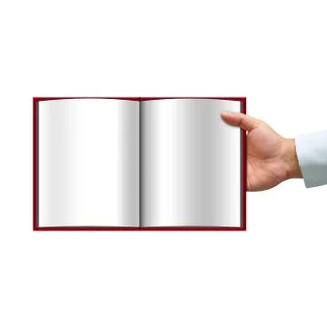 Opened book in hand Stock Photos