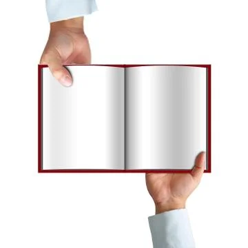 Opened book in hand Stock Photos