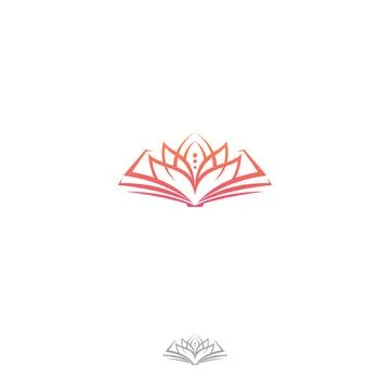 Opened book with linear Lotus logo design flat style Stock Illustration