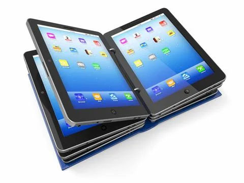 Opened book or folder from tablet pc. 3d Opened book or folder from tablet... Foto stock