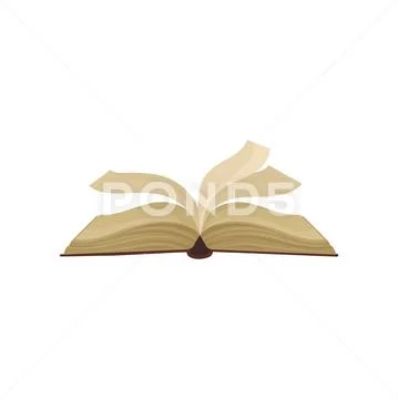 Opened book with pages fluttering vector Illustration on a white background Stock Illustration