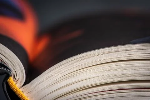 Opened book pages macro Stock Photos