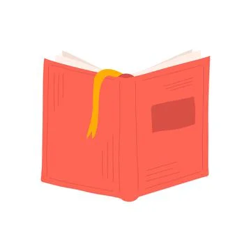 Opened book in red on an isolated white background Stock Illustration