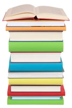 Opened book on a stack of books Stock Photos