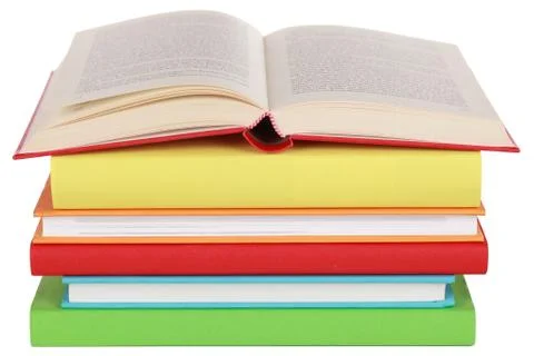 Opened book on a stack Stock Photos