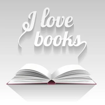 Opened book vector illustration, I love reading, I love books Stock Illustration
