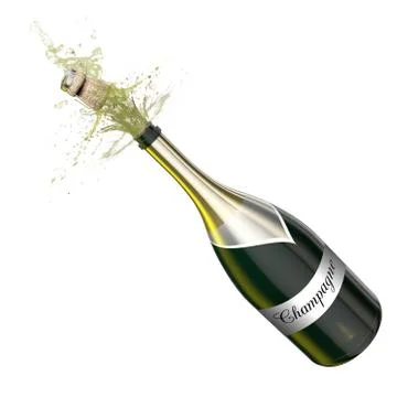 Opened bottle with foaming champagne. Stock Illustration