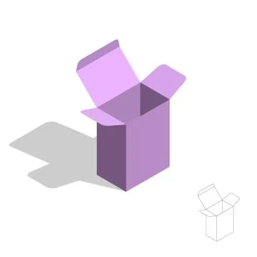 Opened box. 3d Vector illustration.3d isometric style. Stock Illustration