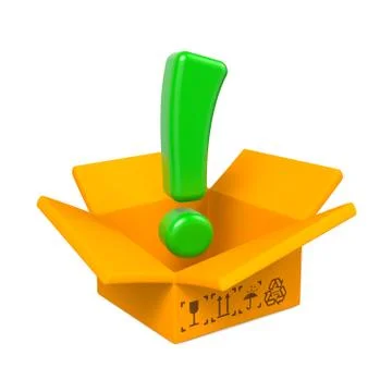 Opened Box with Exclamation Mark. Stockillustratie
