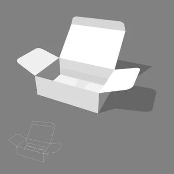 Opened box. Isolated on grey background. 3d Vector illustration. 스톡 일러스트