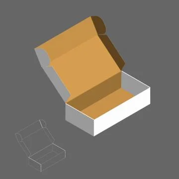 Opened box. Isolated on grey background. 3d Vector illustration. 스톡 일러스트