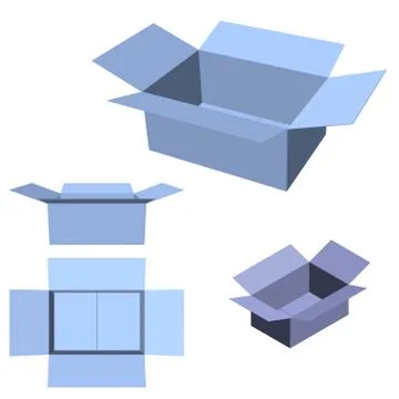 Opened box. Isolated on white background. 3d Vector illustration. 스톡 일러스트