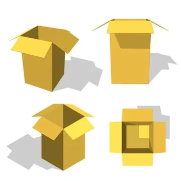 Opened box. Isolated on white background. 3d Vector illustration. Stock Illustration