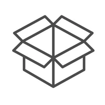 Opened box outline icon flat design style. Stock Illustration