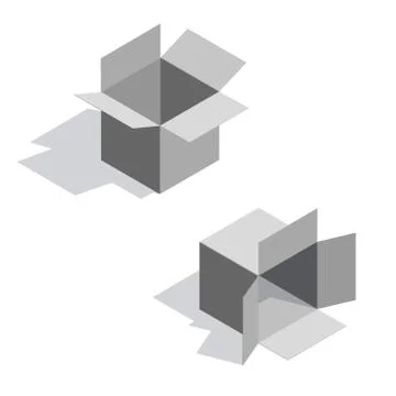 Opened box set.3d Vector illustration.Isometric style. Illustrazione stock