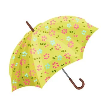 Opened Bright Umbrella With Spring Flowers Vector Illustration Illustration