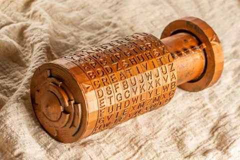 Opened bronze cryptex invented by Leonardo da Vinci from the book da vinci code 스톡 사진