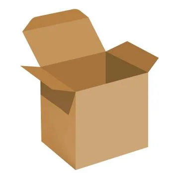 Opened brown carton box mockup, realistic style イラスト素材