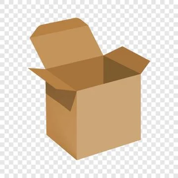 Opened brown carton box mockup, realistic style Stock Illustration