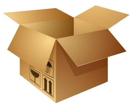 Opened brown paper box with shadow Stockillustratie