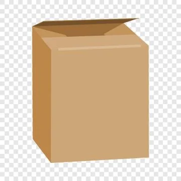 Opened brown rectangle box mockup, realistic style Illustrazione stock