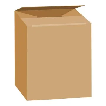 Opened brown rectangle box mockup, realistic style Illustrazione stock