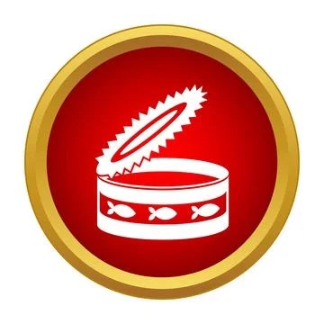 Opened canned fish icon showing food packaging Stock Illustration