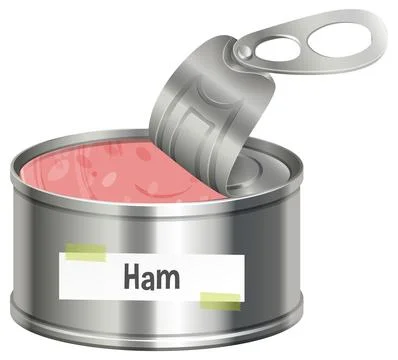 Opened Canned Ham Vector Stock Illustration