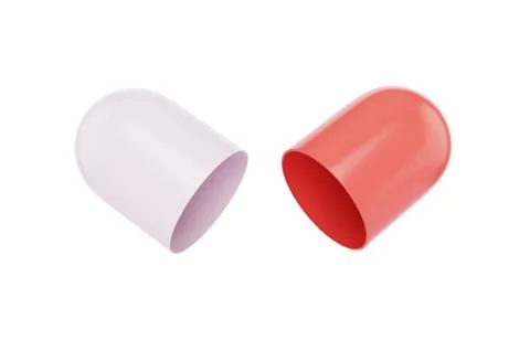 Opened capsule pill white and red color isolated on white background Stock-Illustration