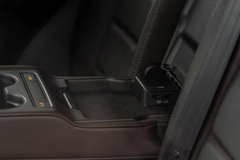 Opened car glove box compartment. Glove compartment of car. Stock Photos