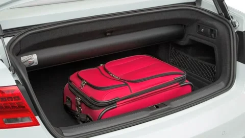 Opened car trunk Glacier White Metallic 2017 Audi S5 Cabriolet 3.0 TFSI Stock Footage 159911149