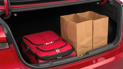 Opened car trunk with luggage Currant Red 2017 Kia Forte S Video stock 159906350
