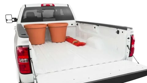 Opened car trunk with luggage Summit White 2019 GMC Sierra 2500HD SLE Stock Footage 160080690