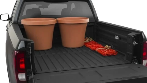 Opened car trunk Night Hawk Black Pearl 2020 Honda Ridgeline Sport pickup crew Stock Footage 160110104
