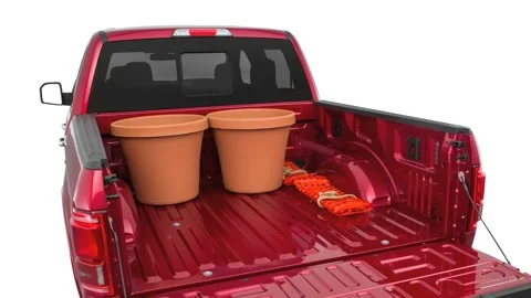 Opened car trunk Ruby Red Tinted Clearcoat 2016 Ford F-150 Platinum Stock Footage 159866614