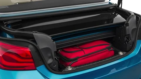 Opened car trunk Snapper Rocks Blue Metallic 2018 BMW 4-series 430i Convertible Stock Footage 159994604